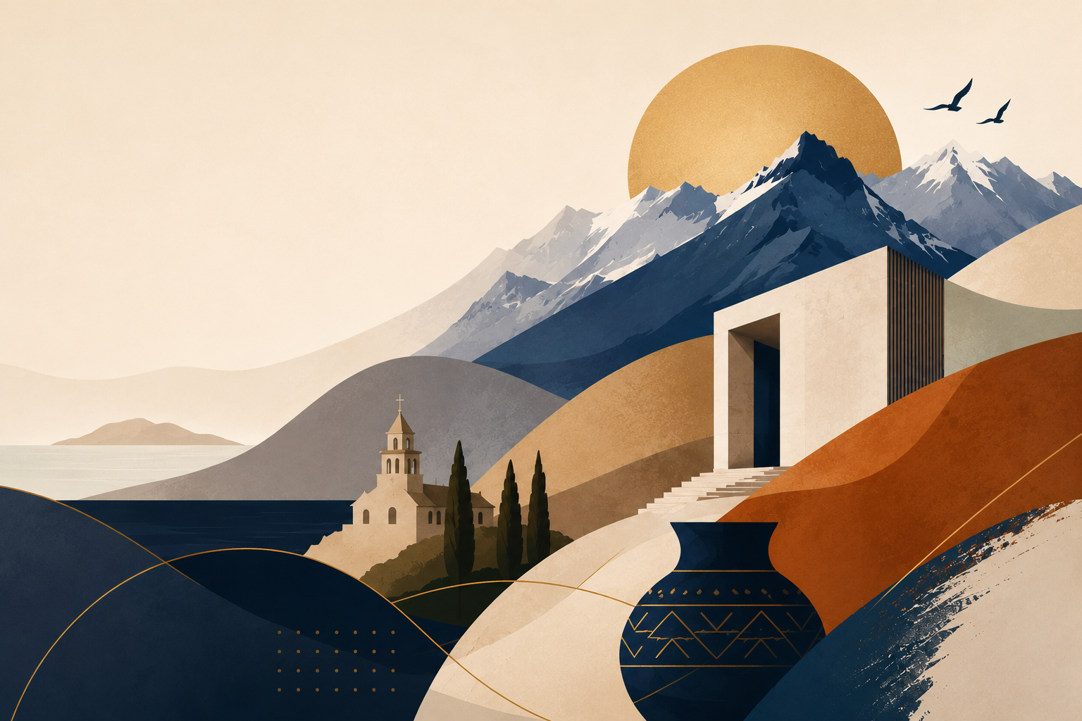 Ilustración de Chile con patrimonio cultural